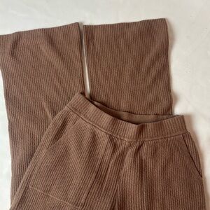 Athleta Felicity Cashmere Blend Wide Leg Ribbed Knit Pants in Brown